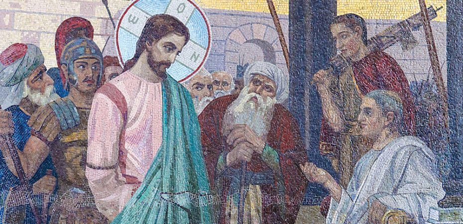 Mosaic of Jesus and Pontius Pilate on Good Friday